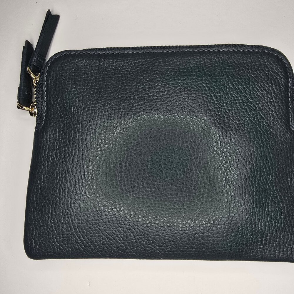 Mark And Graham Everyday Italian Leather Green Zip Zipper Pouch Not Monogrammed